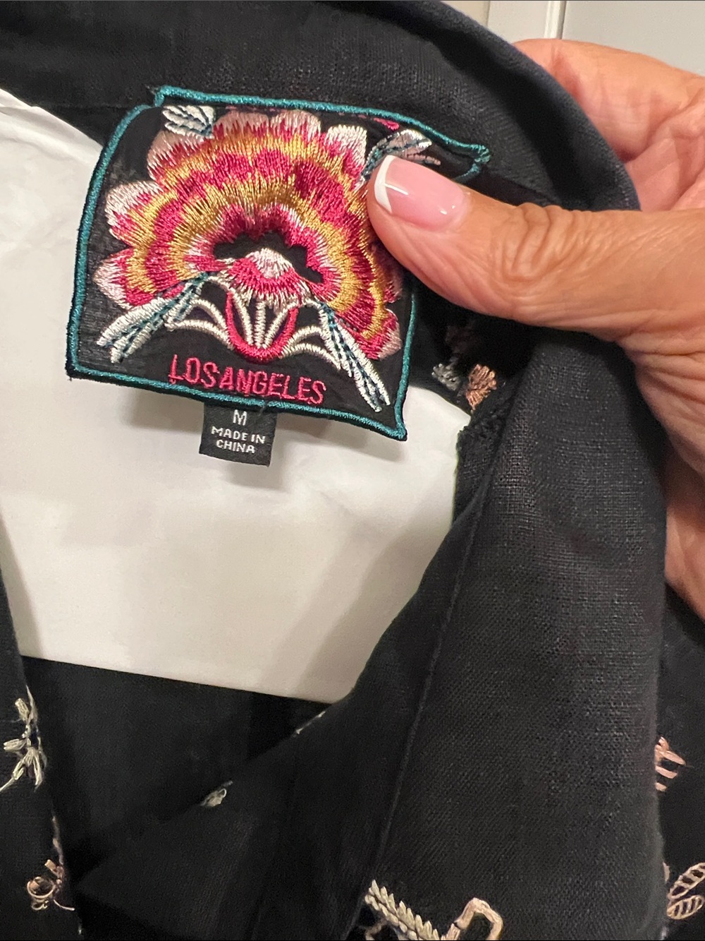 Johnny Was Black Ensemble with Peach Embroidery - Picture 3 of 9